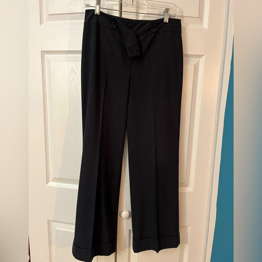 Navy cuffed trousers with wide legs